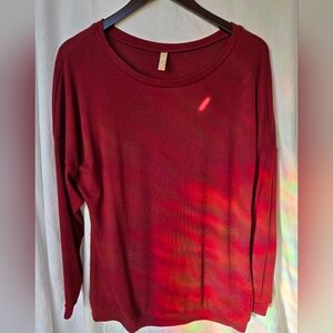 Women's Red Loose Fit Long Sleeve Top